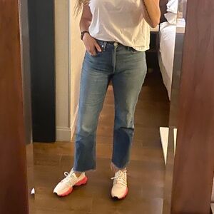 Rag & Bone Straight Leg High Rise Jeans in Rovers Medium Wash Stretch size 25